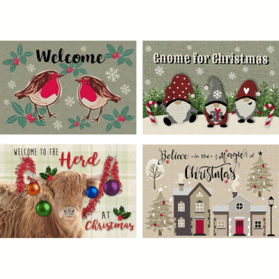 Printed Door Mats 58x40cm - Assorted Christmas Designs