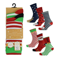 Ladies 3 Pack Christmas Design Socks - Family