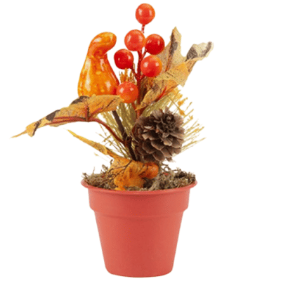 Autumn Berry & Leaf Floral Decoration Plastic Pot