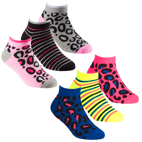 Girls 3 Pack Trainer Liner Socks Animal Design