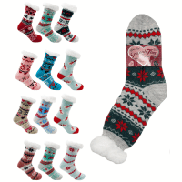 Cosy Feel Sherpa Lined Slipper Socks with Gripper