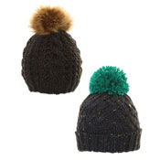 Boys Speckle Chunky Knit Bobble Hat With Pom Pom
