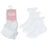 Baby Girls 3 Pack White Organza Lace Socks