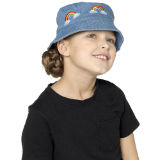 Kids Denim Bucket Hat With Embroidery