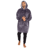 Adults Unisex Embossed Football Design Plush Oversized Snuggle Hoodie