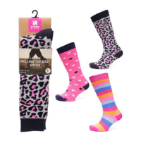 Ladies Mixed Design Wellington Boot Socks