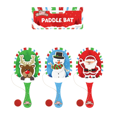 Wooden Paddle Bat And Ball - Christmas