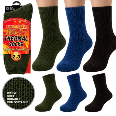 Mens Ultimate Heat 2.3 Tog Thermal Socks - Assorted