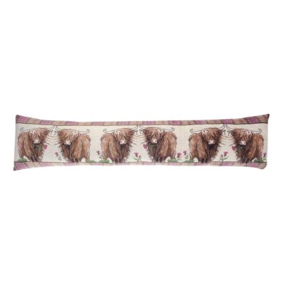Home Is Where The Herd Is Highland Cow Design Printed Plush Draught Excluders