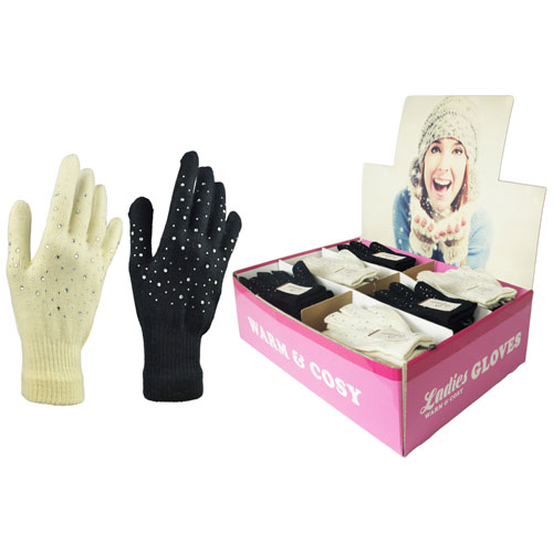 Ladies Magic Gloves with Jewell in Display Box