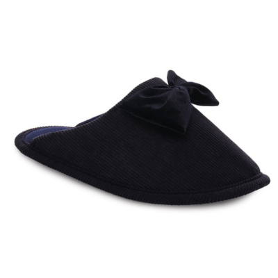 Ladies Velour Slider With Matching Bow - Navy