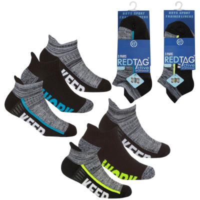 Boys 3 Pack Workout Trainer Socks Space Dye