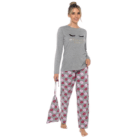 Ladies Lip Design Pyjama Set In Gift Bag