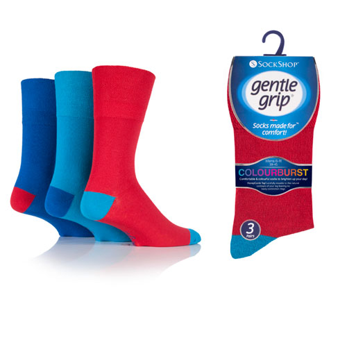 Mens Gentle Grip Socks Colourburst Royal