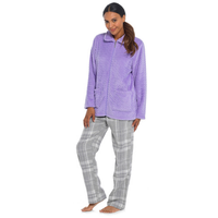 Ladies Honeycombe Waffle Zip Bed Jacket - Lilac