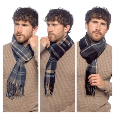 Mens Checked Brushed Scarf