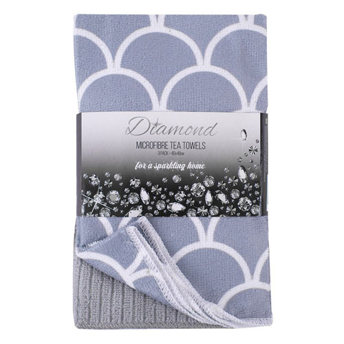 Diamond 3 Pack Microfibre Tea Towels