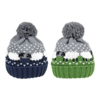 Ladies Fleece Lined Sheep Design Knitted Bobble Hat
