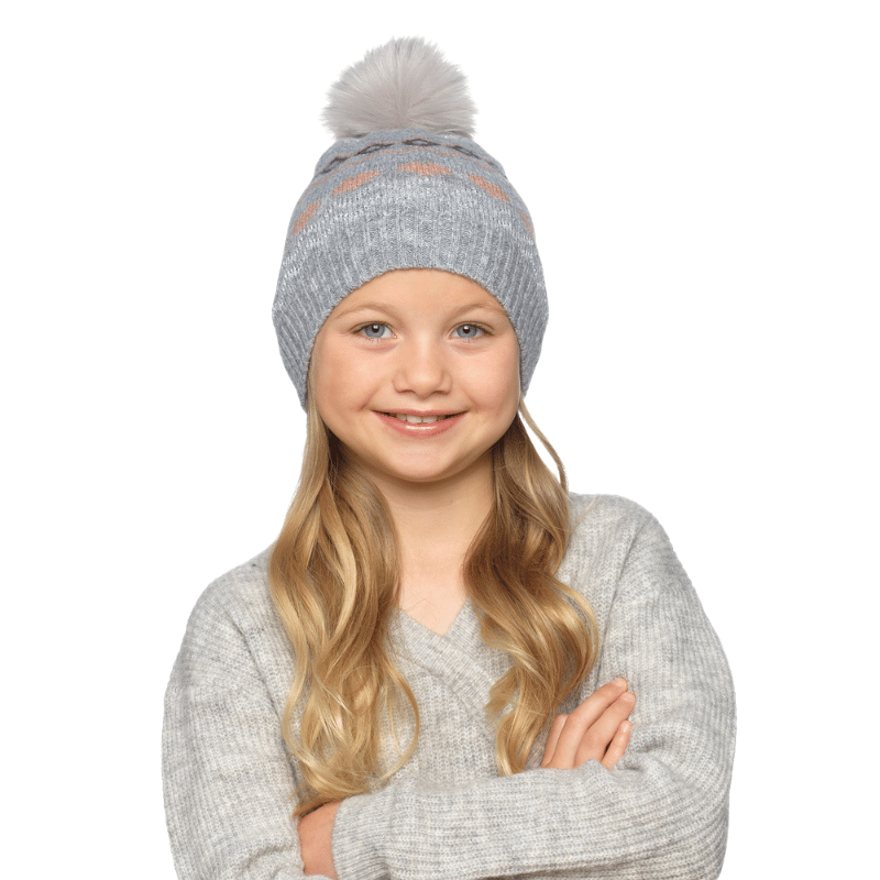 Girls Design Beanie Hat With Pom Pom
