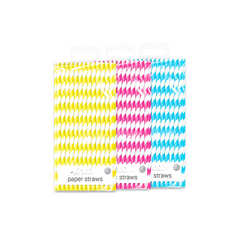 Assorted Bright Paper Straws 40 Pack