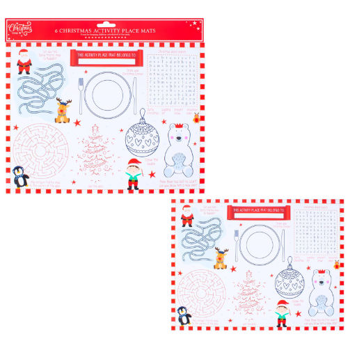 6 Pack Christmas Activity Placemats