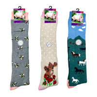 Ladies Supersoft Welly Socks - Animals Design FARM