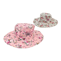 Ladies Floral Wide Cotton Brim Hat