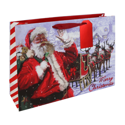 Joyful Santa Large Traditional Christmas Gift Bag