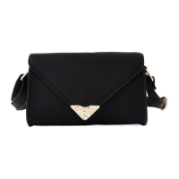 Envelope Style Vegan Leather Crossbody Bag Black