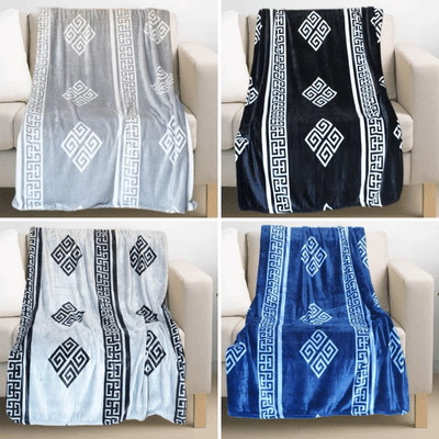 Greek Key Design Flannel Throw