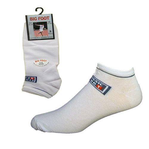 Mens 11-14 Big Foot Plain Trainer Socks