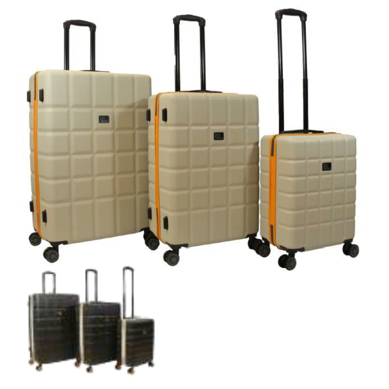 Hard Shell Block Design Lightweight 3 Piece Luggage Set