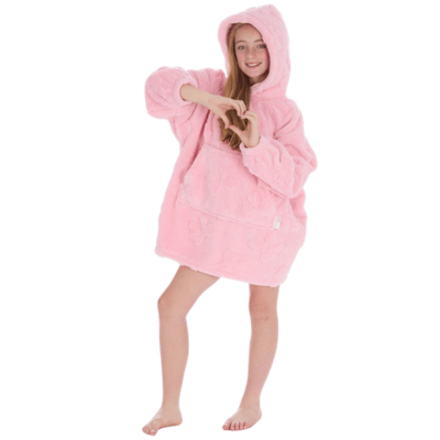 Girls Bow Embossed Oversized Snuggle Hoodie