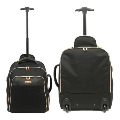 Multi Compartment Black & Rose Gold Cabin Backpack/Pull Along