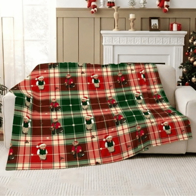 Christmas Design Flannel Throw - Beary Merry 230cm x 230cm