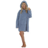 Ladies Denim Borg Oversized Snuggle Hoodie