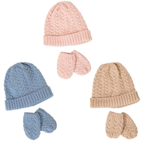 Babies Knitted Hat And Matching Mittens