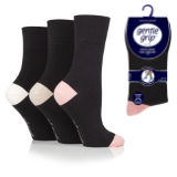 Ladies Gentle Grip Socks Contrast Heel And Toe Black
