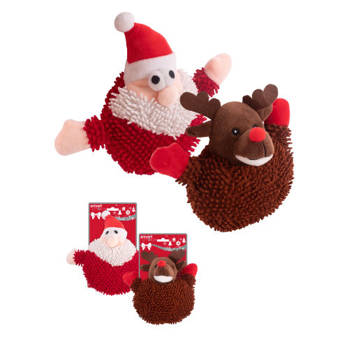 Plush Santa And Rudolph Dog Toy 18cm