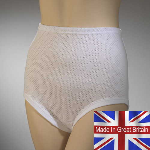 Womens/Ladies Plain White Underwear Briefs with Eyelet Cuffleg
