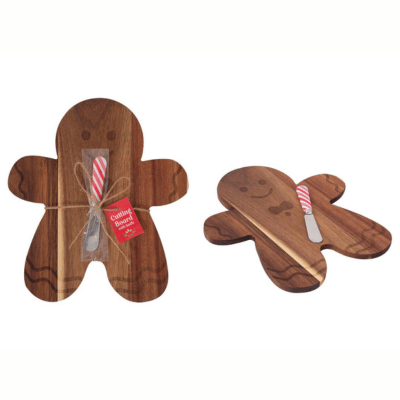 Christmas Wooden Gingerbread Man Cutting Board & Knife