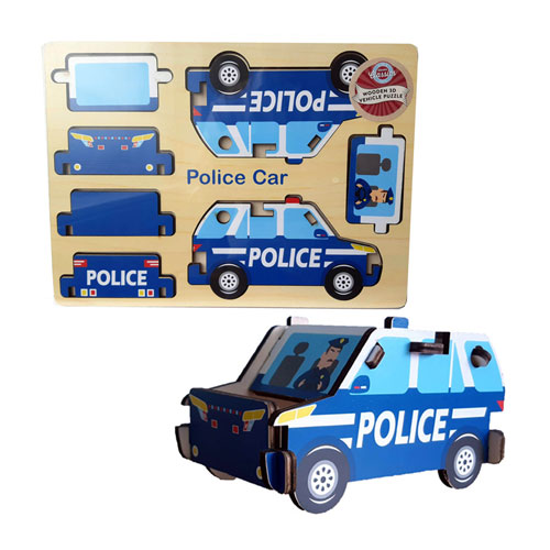 Wood Puzzle - Police Car