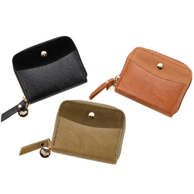 Faux Leather & Suade Mini Zip Purse