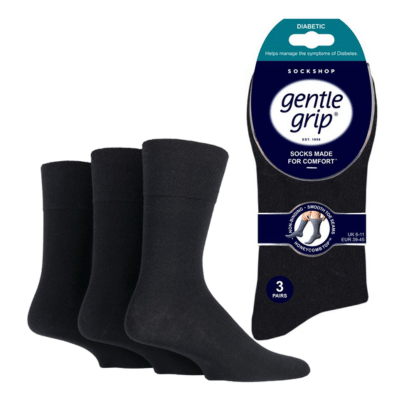 Mens Diabetic Gentle Grip Socks Black