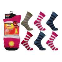 Ladies Top Heat 2.3 Tog Rated Thermal Socks - Stripes