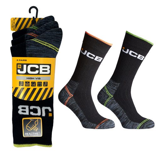 JCB 3 Pack Mens High Vis Boot Sock