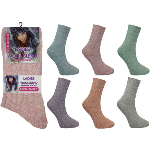 Ladies Boot Length Wool Blend Socks