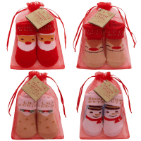 Baby Christmas Design Socks In Organza Bag