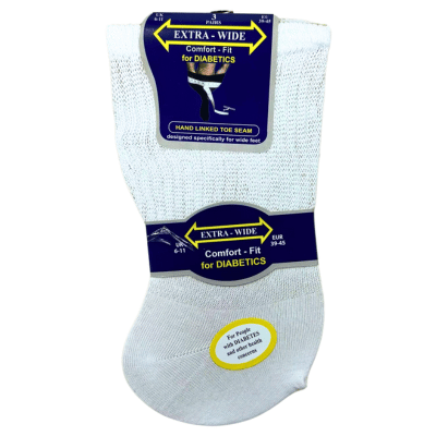 Extra Wide Comfort Fit Diabetic Socks White