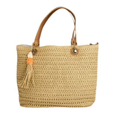 Summer Woven Straw Handbags With Tassel Charm & Adjustable Strap